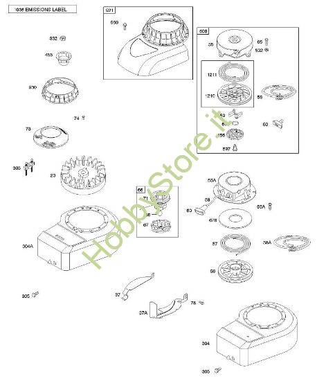 B - Alloggiamento/ripari ventola, volano, dispositivo di avviamento a riavvolgimento B&S - 09 €¦ 09D902-2236-B1 brand Stihl